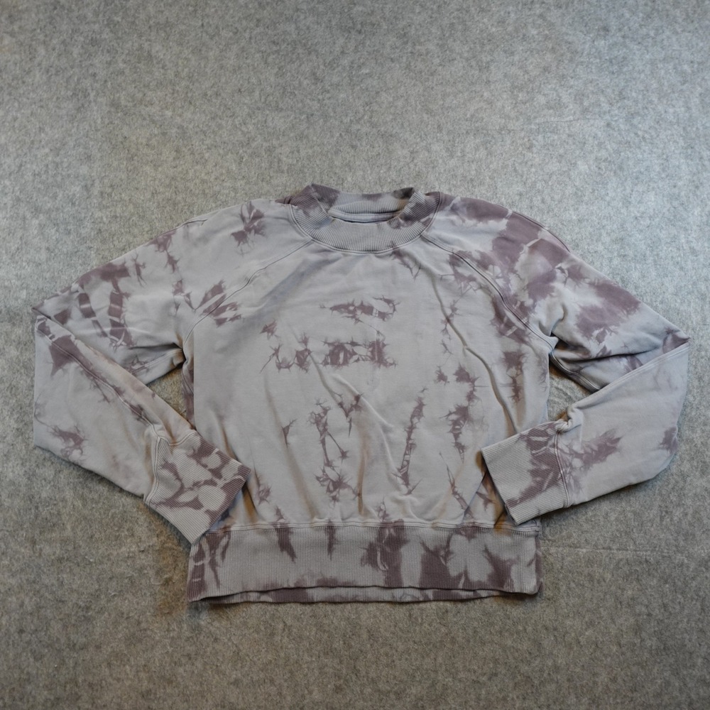 Lululemon Sweatshirt Women S/M? Shibori Grey Tie Dye Pullover Long Sleeve Crew